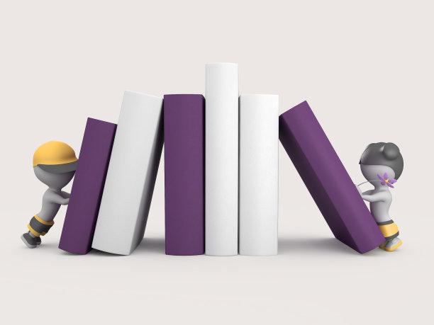 男孩女孩和书3D插图图片下载