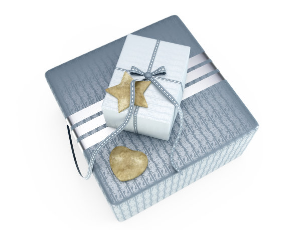 灰色礼物盒3D插图图片下载