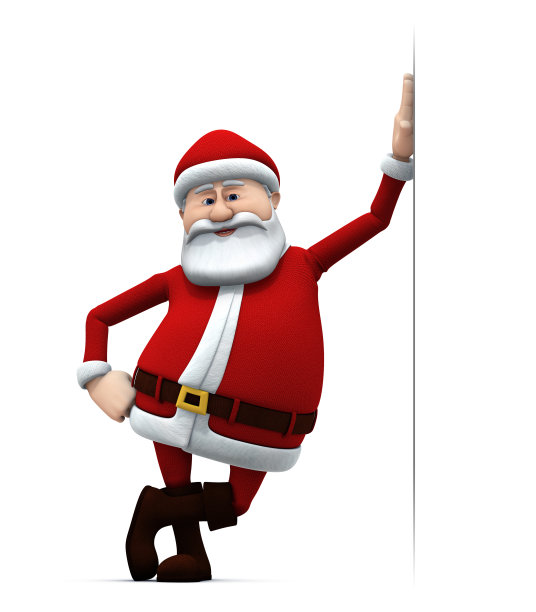 圣诞老人倚着一个大招牌图片下载