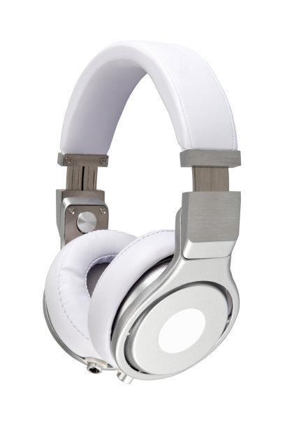 灰色耳机上的白色背景图片下载