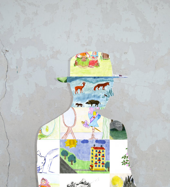 儿童绘画的剪影。图片下载