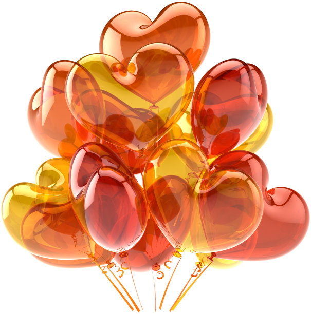 生日派对气球装饰心形橙色图片下载