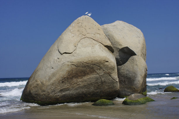 哥伦比亚泰罗纳国家公园海滩上的大石头图片下载