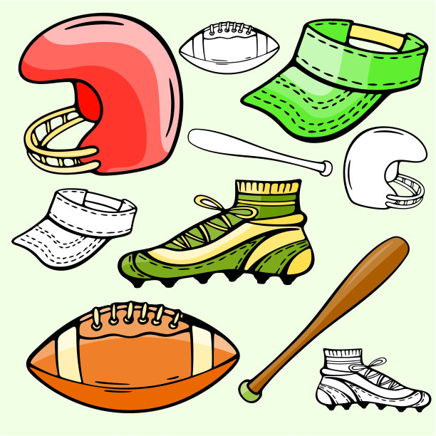 棒球和橄榄球体育图标（矢量图）图片下载