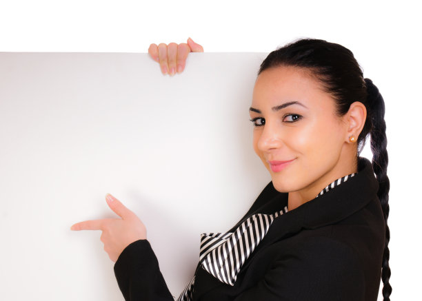 美丽的女商人拿着空白的白板图片下载