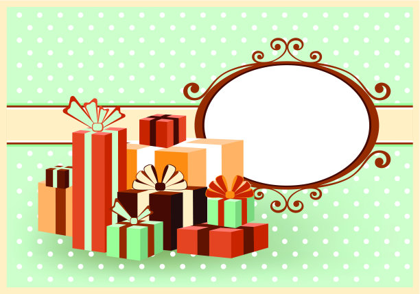 带有礼品的复古色卡图片下载
