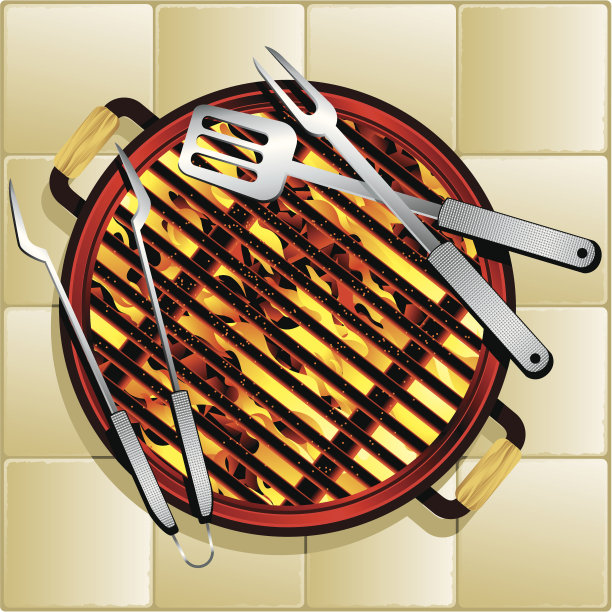 带工具的烧烤架图片下载