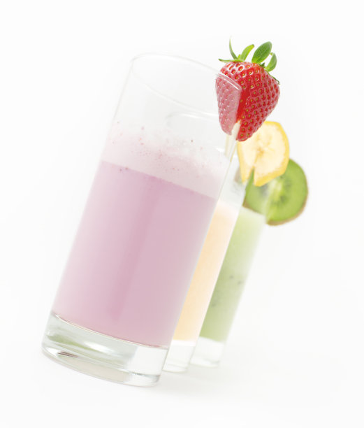 奶昔-草莓香蕉猕猴桃高脚杯图片下载