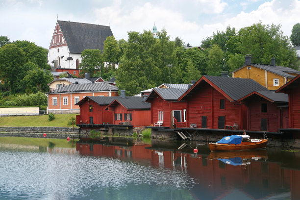 Porvoo的红色存储建筑图片下载