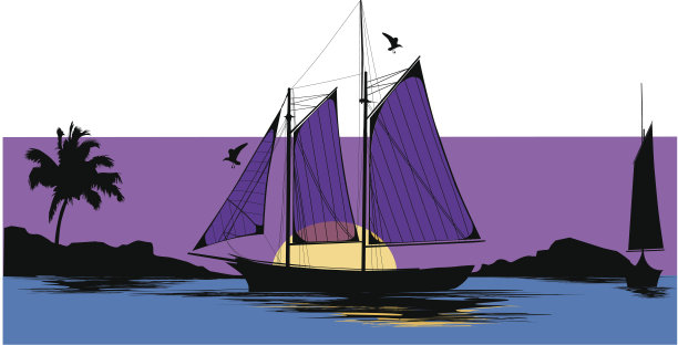 船在日落图片下载