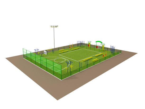 运动场地3d模型隔离在白色图片下载