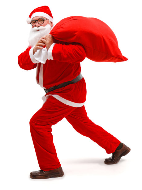 圣诞老人带着满满的袋子走路图片下载