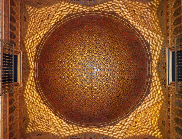 金顶建筑大使室，皇家城堡，塞维利亚，安达卢西亚，西班牙。图片下载