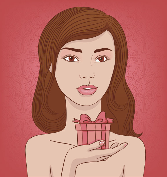 有礼物的女孩图片下载