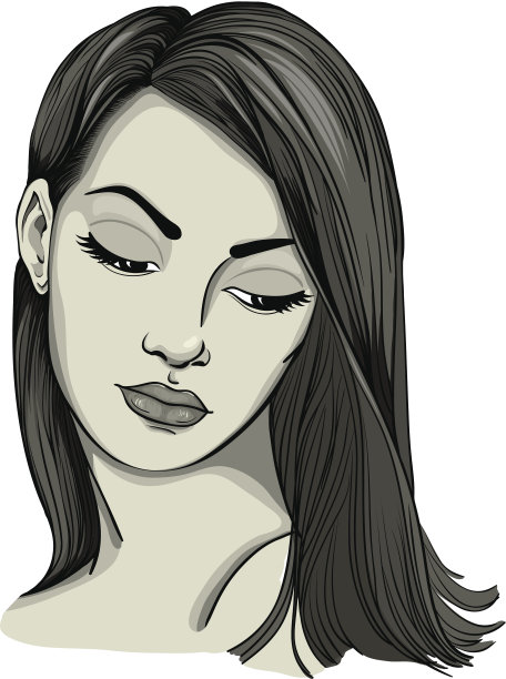 一个女人的肖像?长头发的图片下载