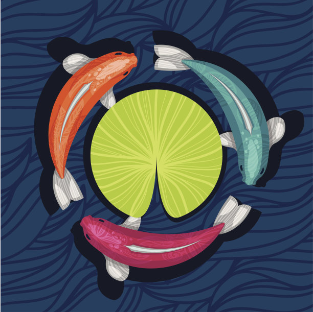 三条鱼，矢量插图图片下载