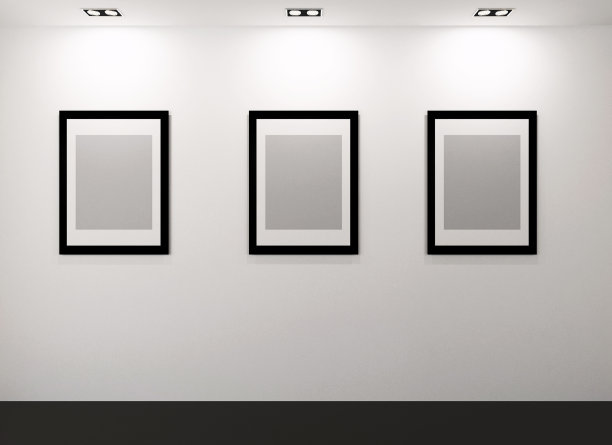 画廊内部与空框架在墙上图片下载