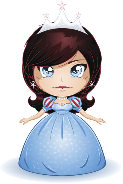 黑头发蓝裙公主图片下载