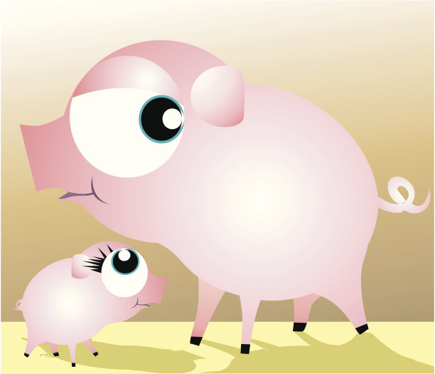 猪妈妈和小猪图片下载