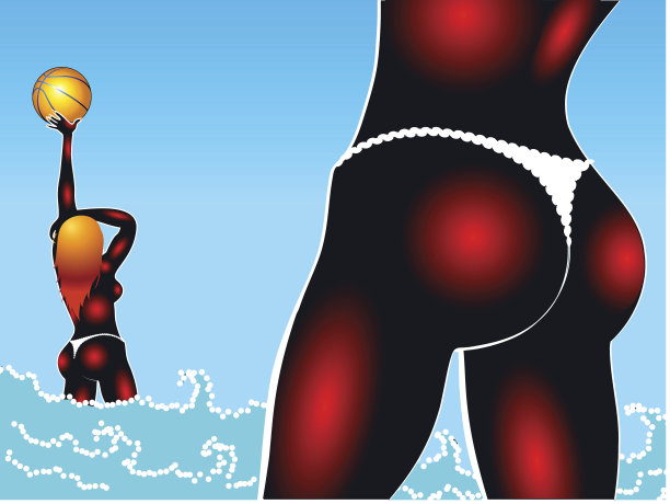 赤裸上身的女孩在海里玩图片下载