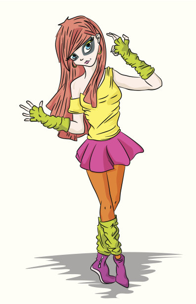 卡通的时髦的情绪女孩图片下载