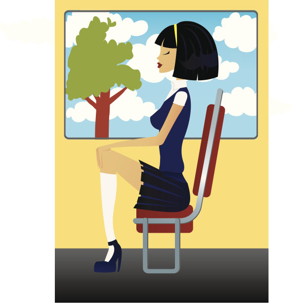 坐在校车上图片下载