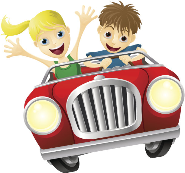 卡通男人和女人在车里图片下载
