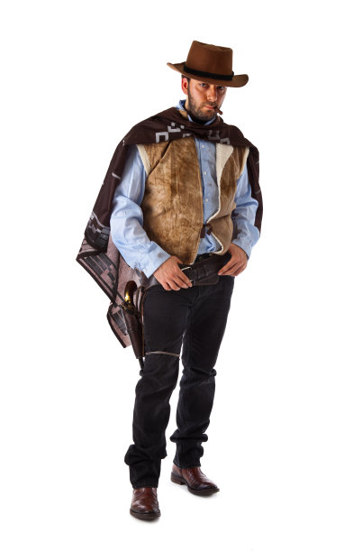 白人背景下狂野西部的枪手图片下载