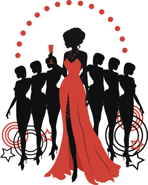 女性组图形剪影。不同的人图片下载