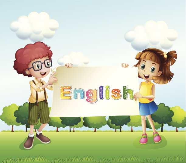 男孩和女孩举着横幅图片下载