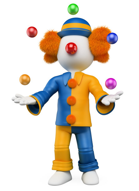 3 d白人。小丑变戏法的人图片下载