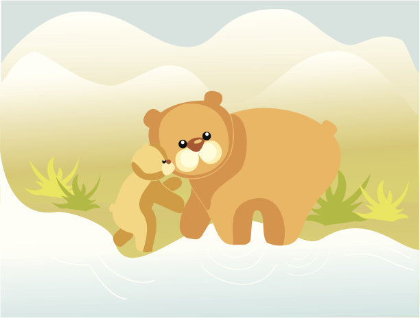 熊妈妈带着它的小弟弟图片下载