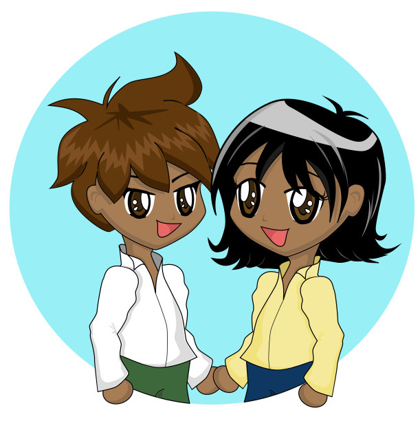 可爱卡通情侣(矢量)图片下载