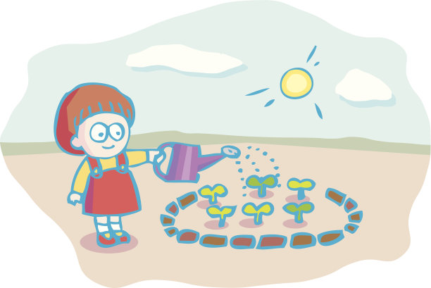 女孩浇灌绿色图片下载