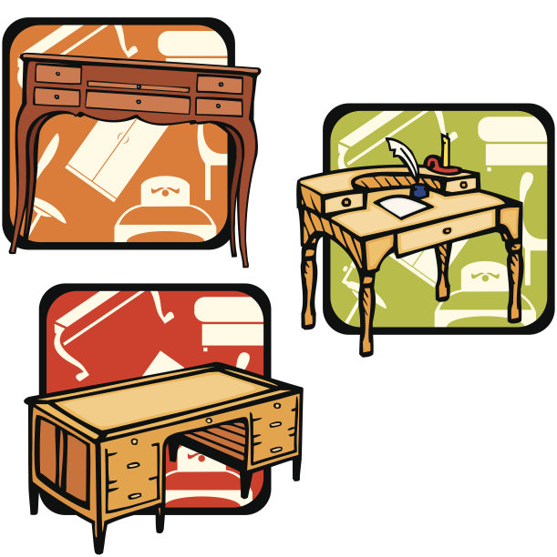 家具插图四:书桌(矢量)图片下载