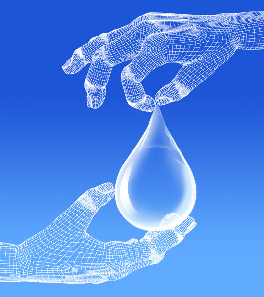 高分辨率的水滴落在手中图片下载