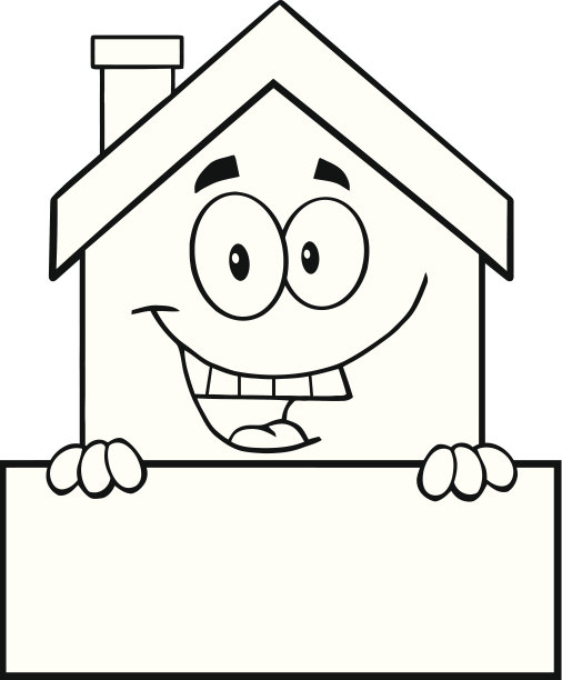 黑色和白色的快乐的房子在空白的标志图片下载