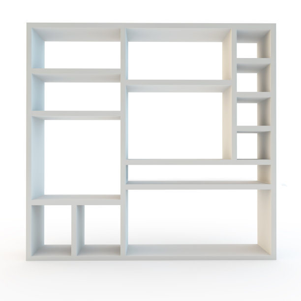 现代白色层压书架家具单元图片下载