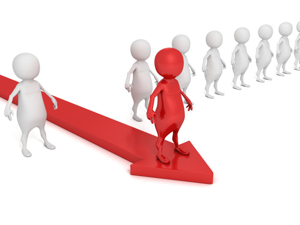 个人3d人在箭头从人群前进图片下载