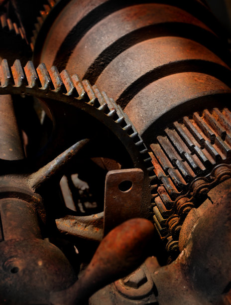 生锈的机器和齿轮图片下载