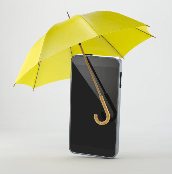 带雨伞的智能手机图片下载