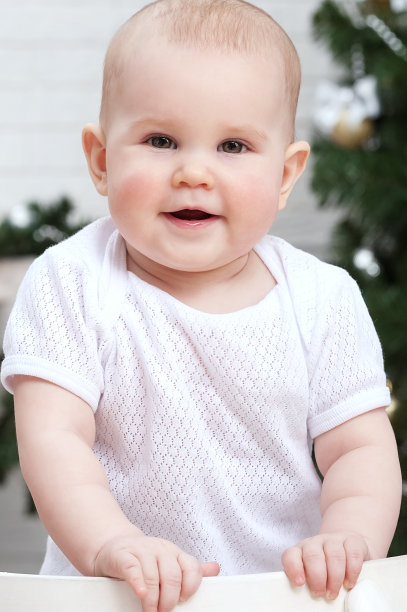 圣诞树下的小女孩图片下载