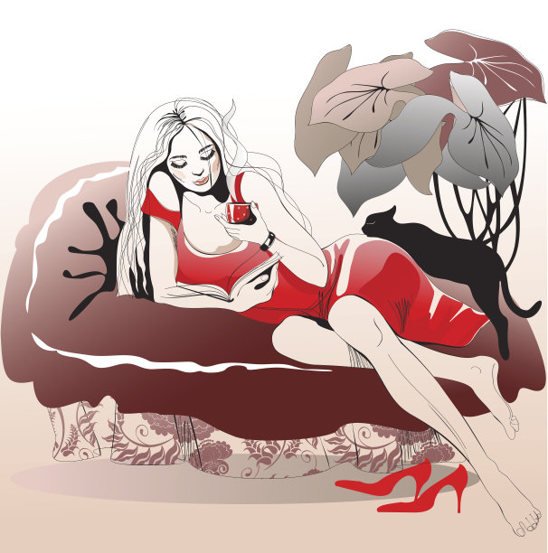 阅读年轻的金发女孩图片下载