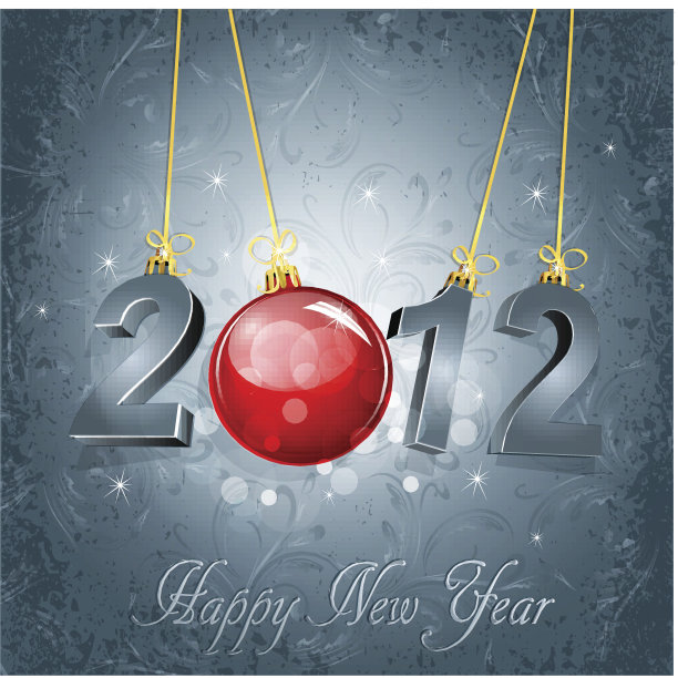 新年的背景与数字2012和球图片下载