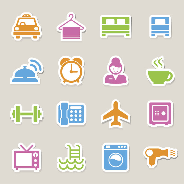 酒店和旅游图标集图片下载