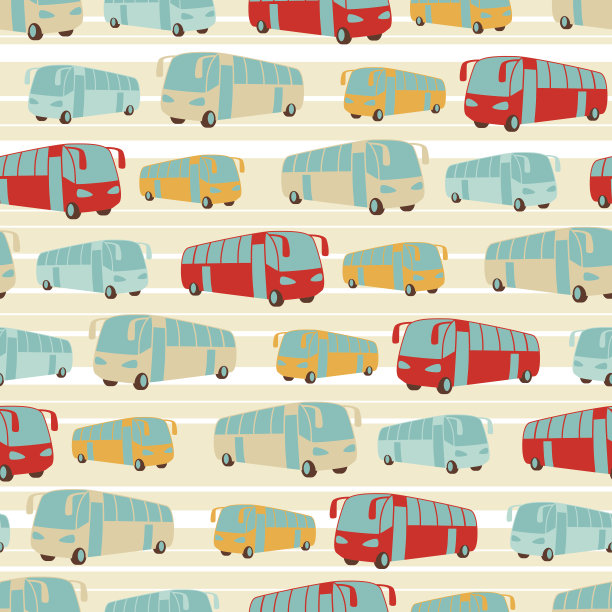 复古无缝巴士旅行模式。图片下载