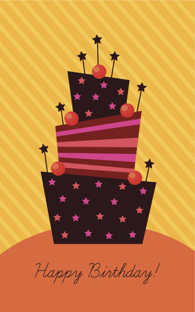 生日贺卡和一个漂亮的蛋糕图片下载