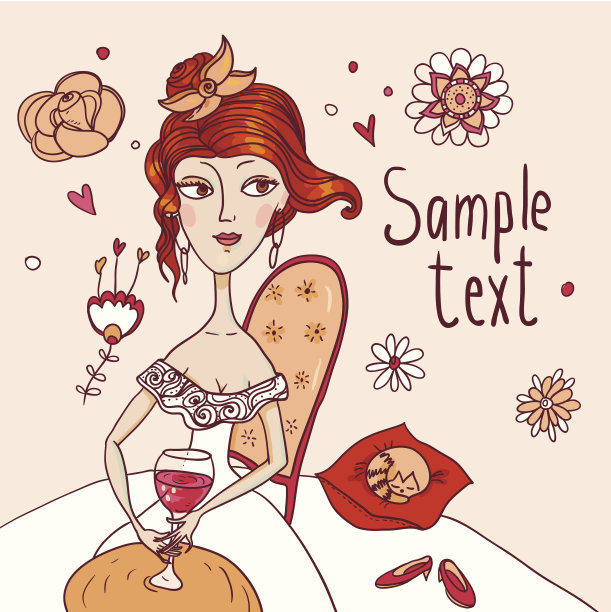 穿着白裙子，端着酒杯的漂亮女孩图片下载