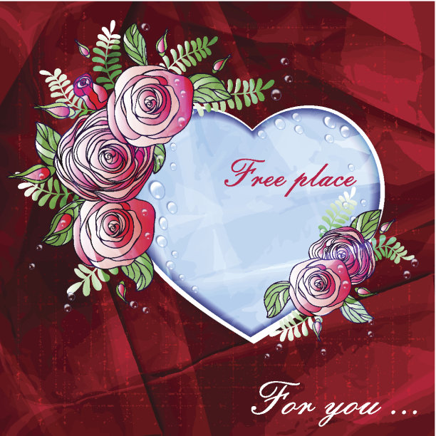 玫瑰心与空间的文字和美丽的背景图片下载