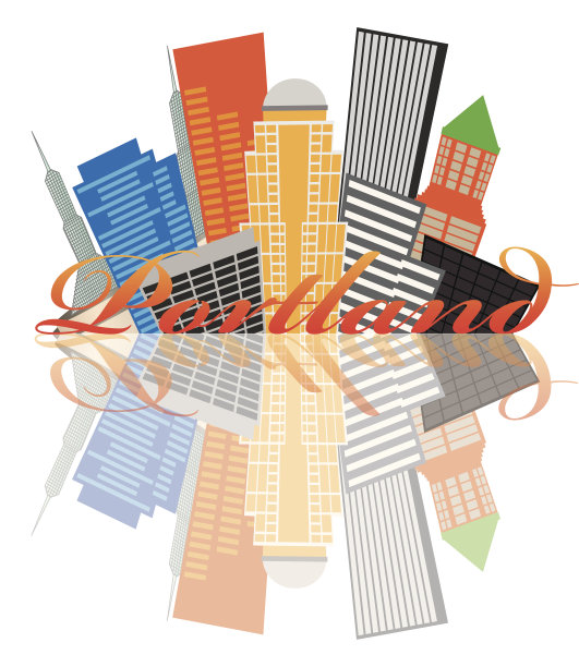 俄勒冈州波特兰抽象天际矢量图图片下载